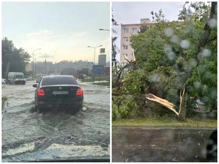 Zvolen zasiahla silná búrka, padali päťcentimetrové krúpy a zaplavené sú aj ulice (foto)