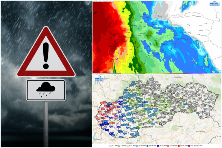 Meteorológovia priblížili, kde budú zrážky rekordné. Niektoré okresy majú červenú výstrahu (foto)