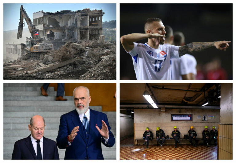 Top foto dňa (14. október 2024): Malý a veľký muž, búranie Rooseveltovej nemocnice aj víťazný zápas sokolov v Baku