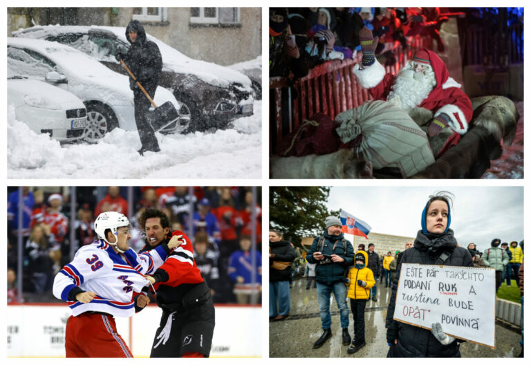 Top foto dňa (23. december 2024): Protest proti Ficovej ceste za Putinom, snehová nádielka aj Santova vianočná cesta