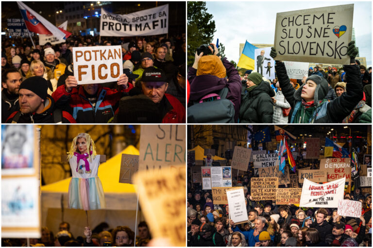 Potkan Fico, mám silnú alergiu na Pelle aj nekrivte kultúru, aj to bolo na transparentoch na protestoch – FOTO