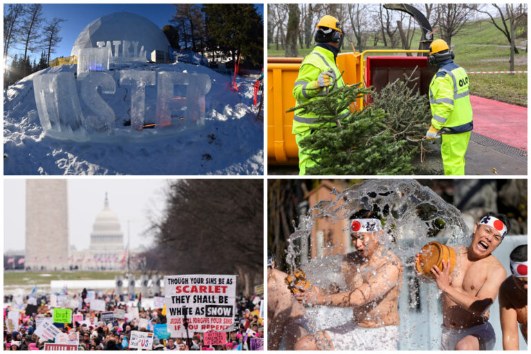 Top foto dňa (18. január 2025): 11. ročník Tatry Ice Master, mulčovačka vianočných stromčekov aj protestný pochod vo Washingtone